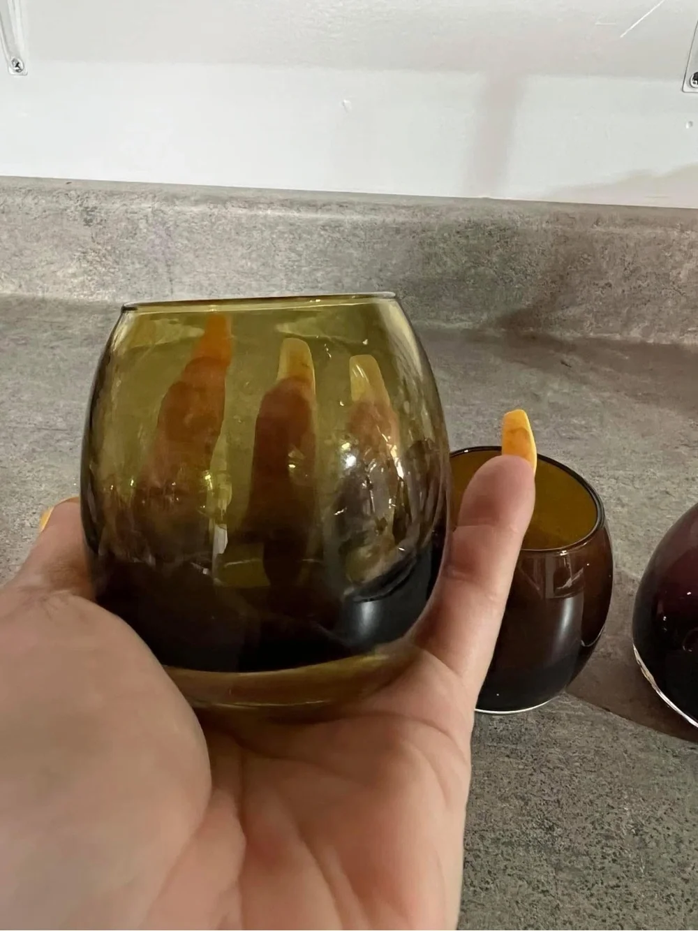 PartyLite Glass Votive Trio in Olive, Amber, Plum